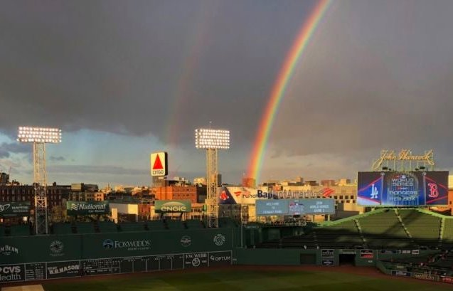 Rainbow over Fenway Park.